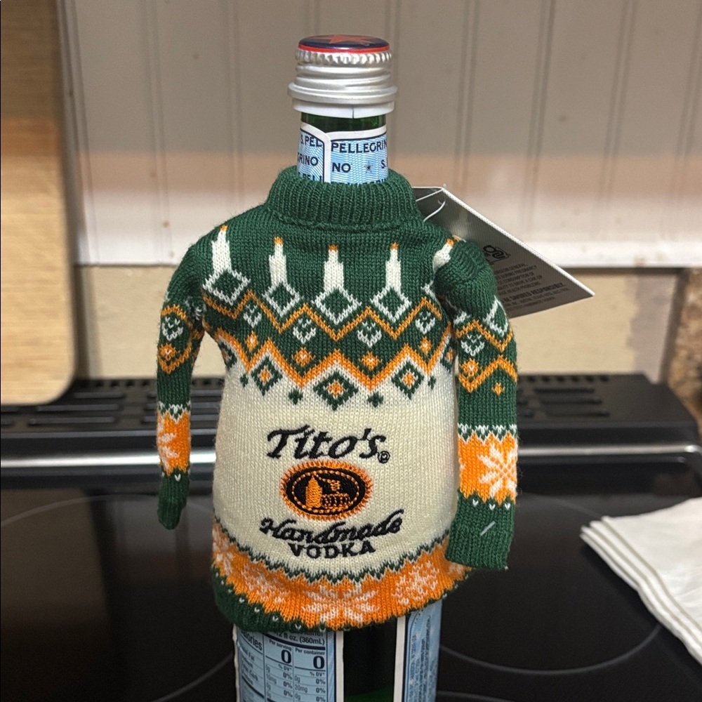 Tito’s mini sweater bottle ornament NWT